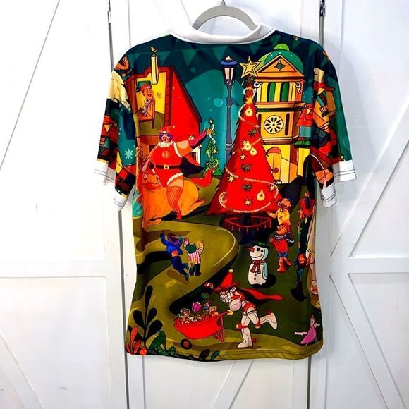 Men's Funny Circus Christmas 1/4 Zip Short Sleeve Holiday Shirt Size Medium - Picture 2 of 14